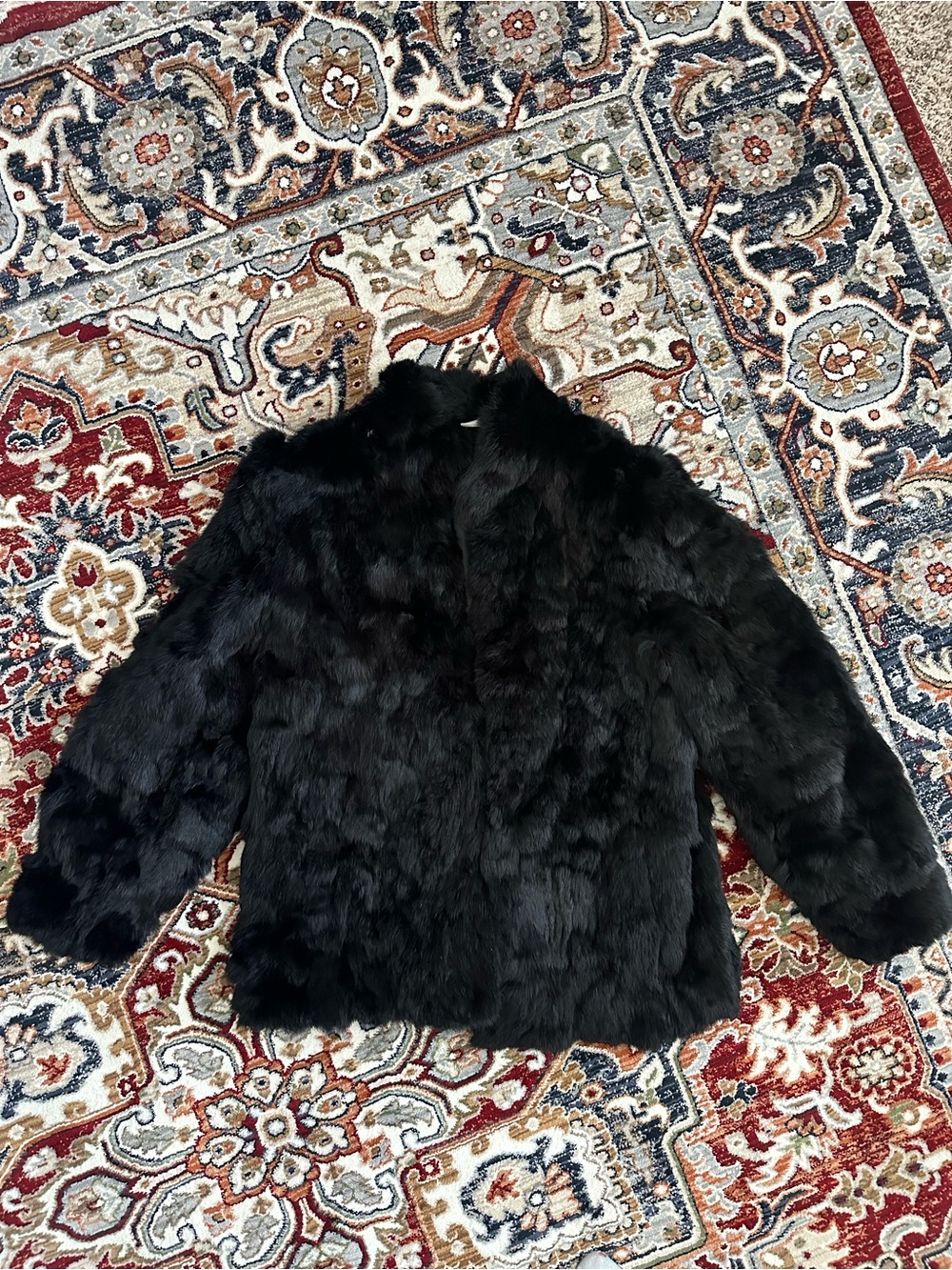 Vintage Somerset Furs Los Angeles Black 100% Pure Rabbit Fur Coat Women's Sz M